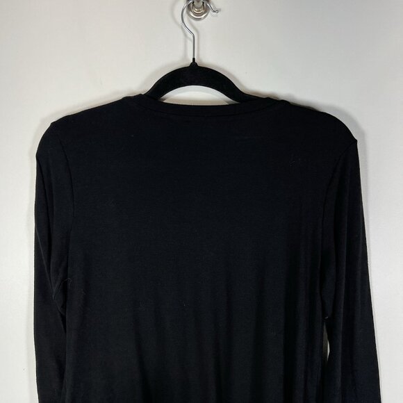 LOGO by Lori Goldstein Black Tunic Tee Slub Knit Ruffle Hem Womens Size Small - Picture 9 of 10